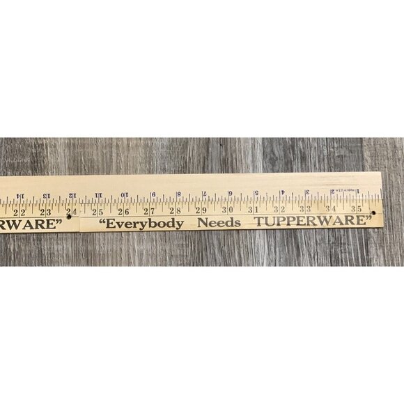 Vintage Wooden Folding Yardstick 36" Everybody Needs Tupperware Ruler USA Made - Picture 9 of 11